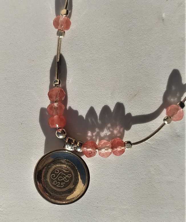 Necklace Silver Rosequartz Beads - Image 4