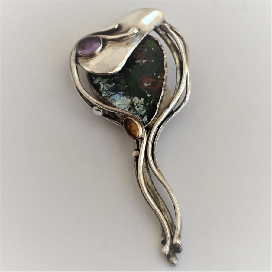 Roman Glass Silver Pendant - Image 5