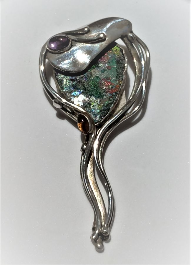 Roman Glass Silver Pendant - Image 3