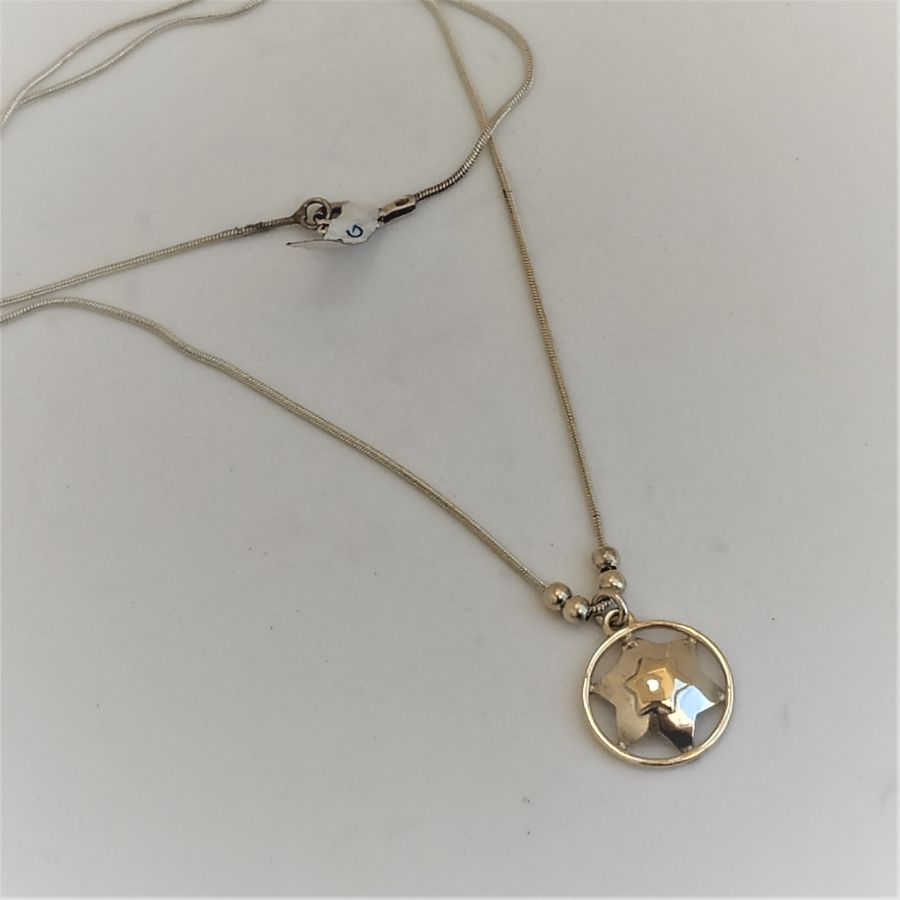 Silver Gold Pendant Magen David with snake chain. Handmade sterling silver Magen David star pendant diameter 1.5 cm with snake chain.
