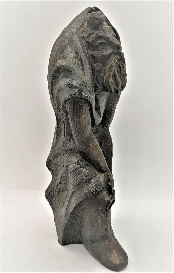 Bronze Sculpture New Groom wearing the new Talith and Teffilin for his Jewish wedding ceremony. Handmade by P.Flit & signed.