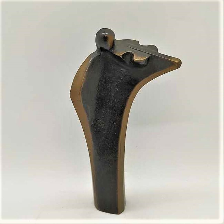 Bronze Sculpture Violinist Fiddler original handmade bronze sculpture of a violinist fiddler playing classic music 3.1 cm X 7.5 cm X 13 cm.
