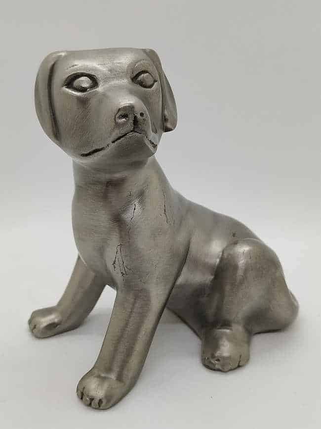 Pewter Sculpture Puppy Dog handmade pewter modern sculpture. The sculpture is not signed and the artist is unknown, but the puppy dog is very cute. .