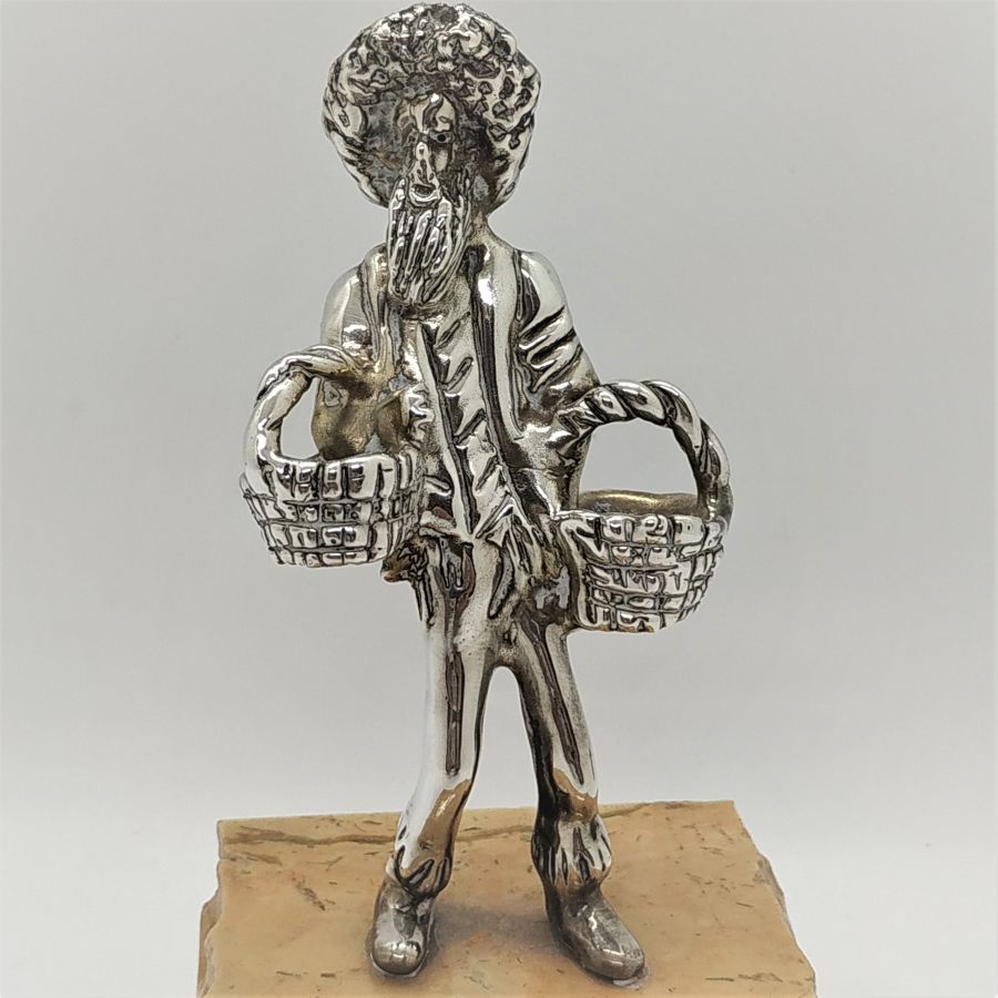 The Statue Chassid Sabbath Shopping shows the devotion to make the Sabbath a happy day event by buying the best fish and chicken.