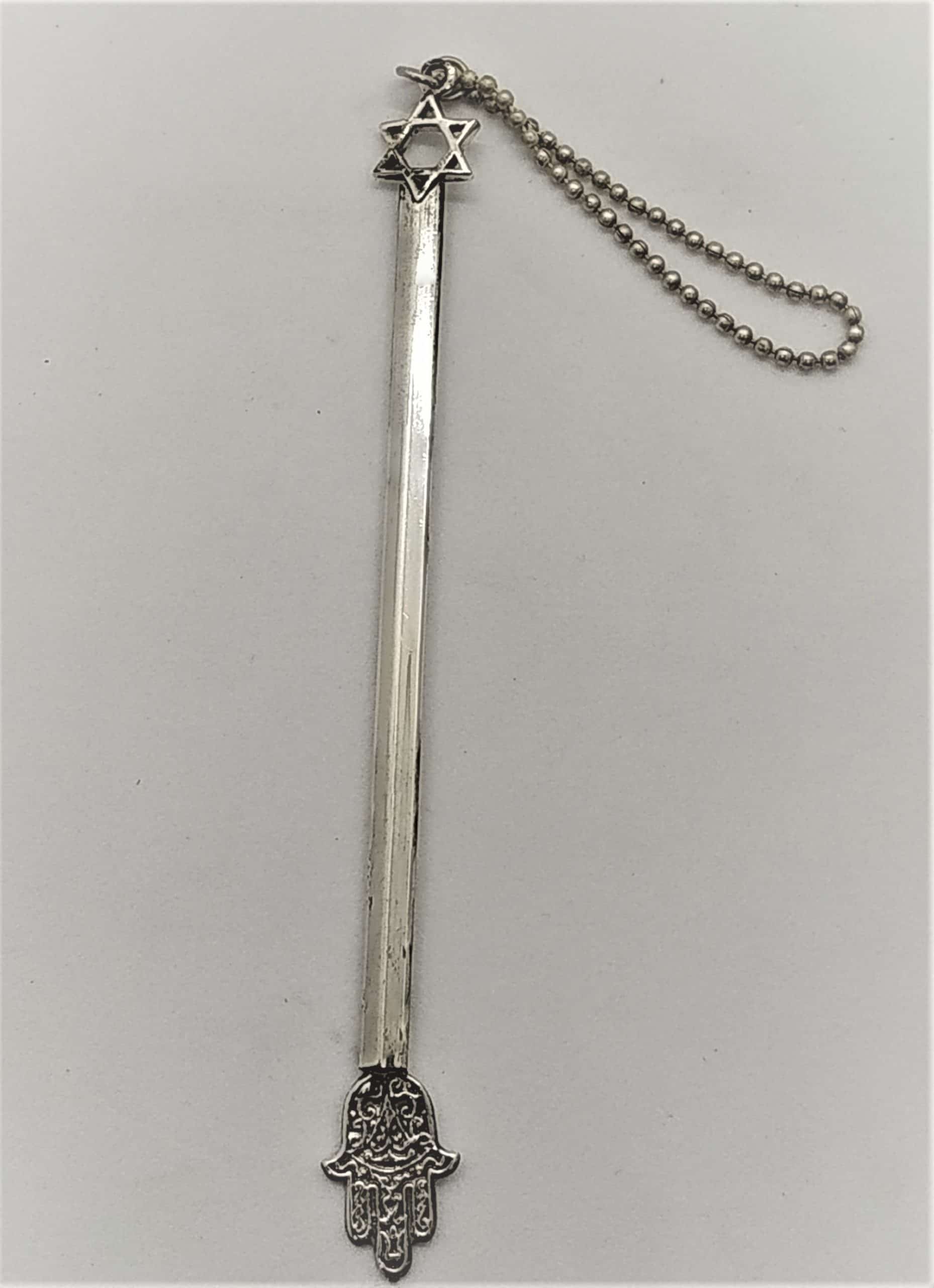 Silver Torah Yad Pointer David Star handmade by Samy Ghatan Katan.You can have a Hebrew name hand engraved on Yad.