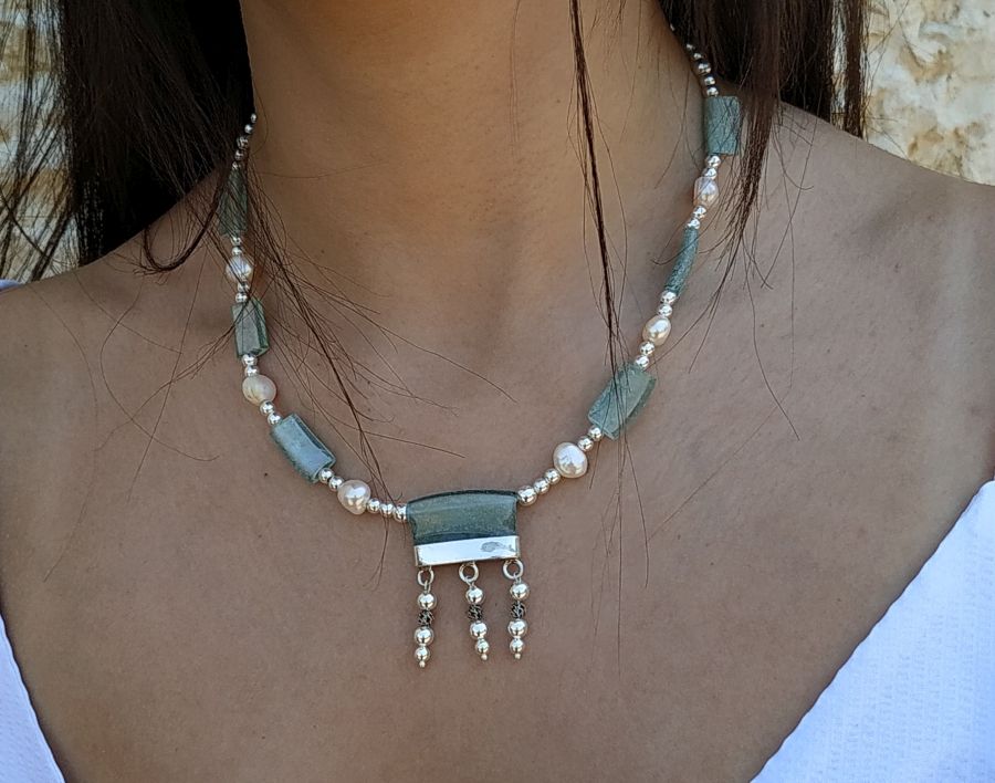 Silver Roman Glass Necklace* - Image 2
