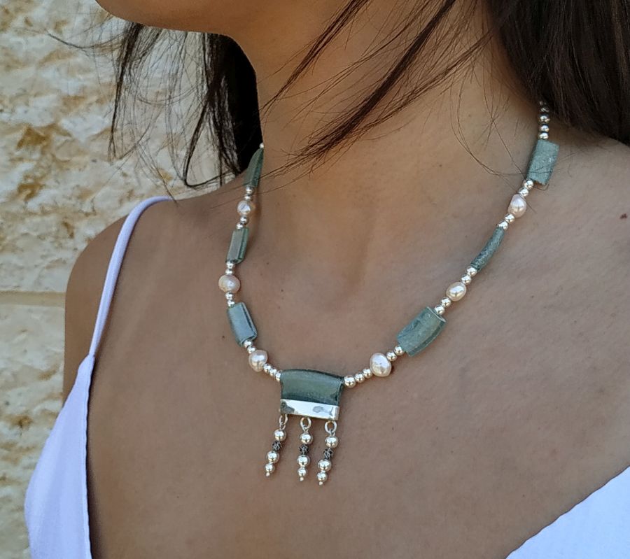 Silver Roman Glass Necklace* - Image 8