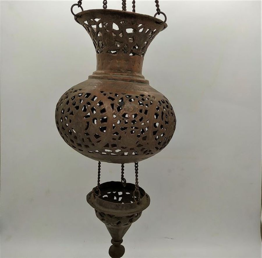 Vintage copper hanging lantern - Image 3