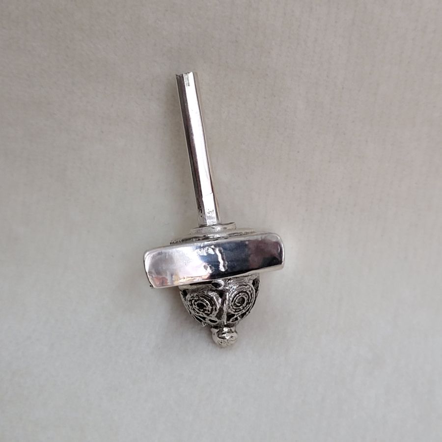 Handmade Dreidel Small Square Repousse design by S. Ghatan Katan. Dimension 1.8 cm X 1.8 cm X 2.55 cm approximately.