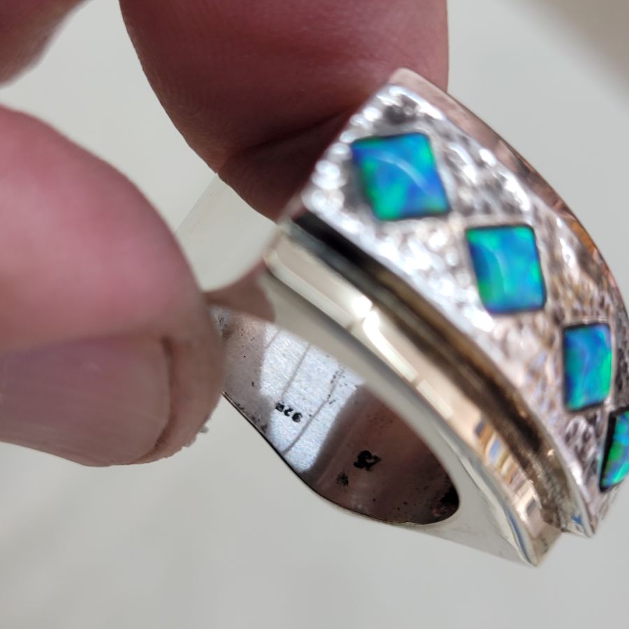Gold Silver Opal Ring - Image 3