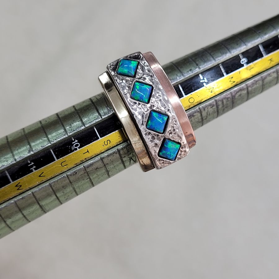 Gold Silver Opal Ring - Image 4