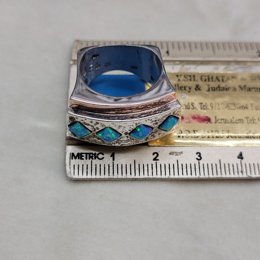 Gold Silver Opal Ring - Image 7