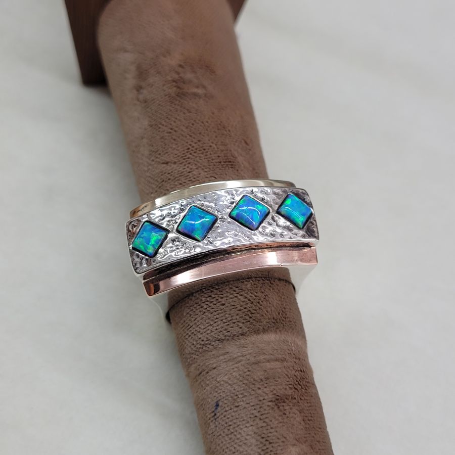 Gold Silver Opal Ring - Image 8