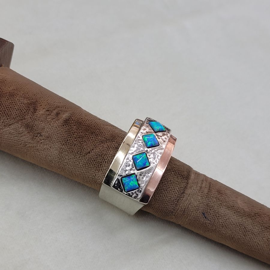 Gold Silver Opal Ring - Image 9