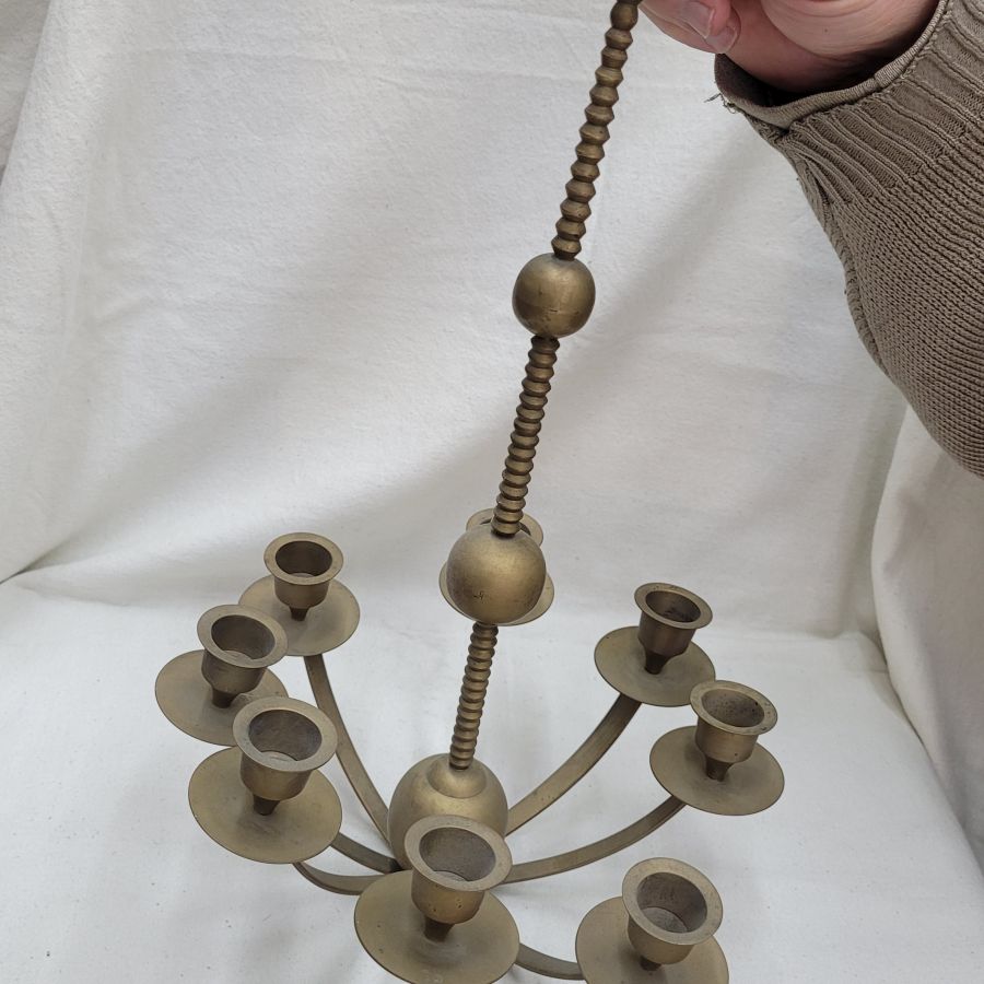 Brass Menorah Vintage Handmade - Image 3