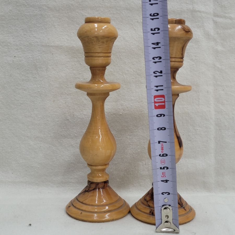 Olive Wood Sabbath Candlesticks - Image 2