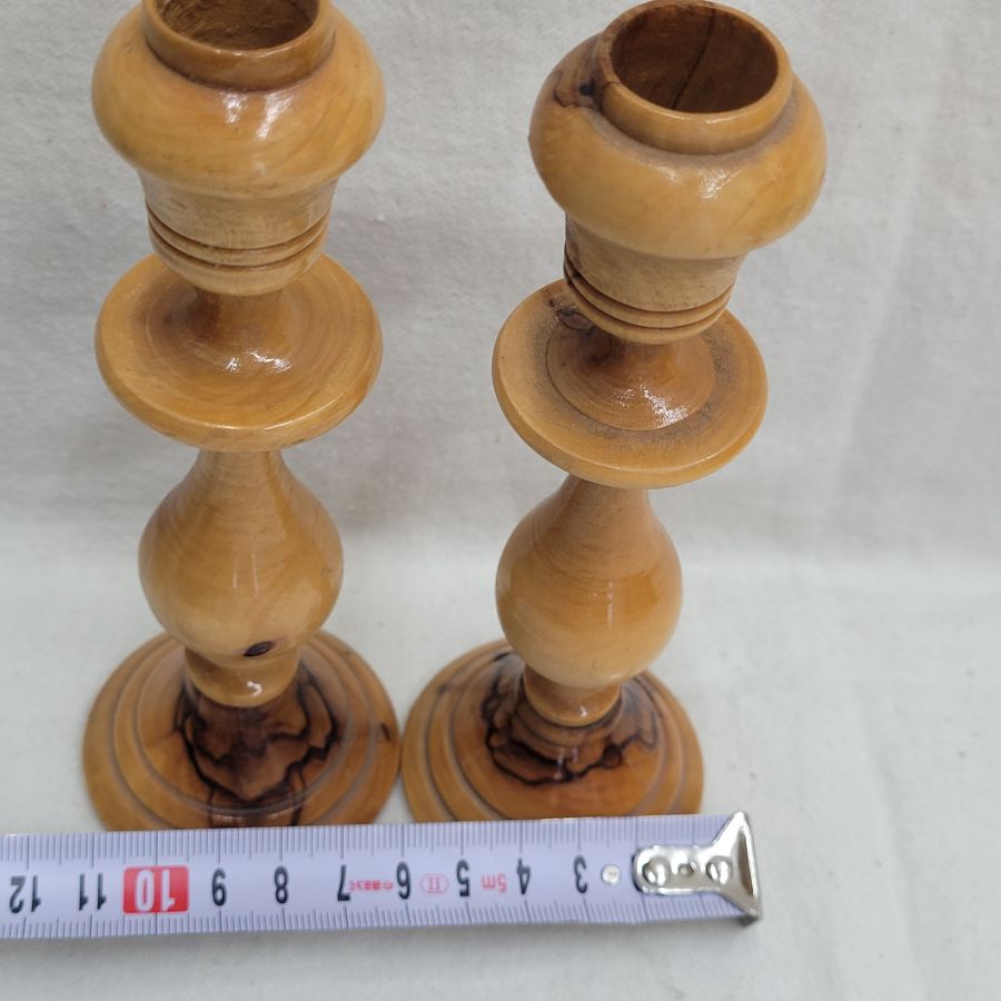 Olive Wood Sabbath Candlesticks - Image 3