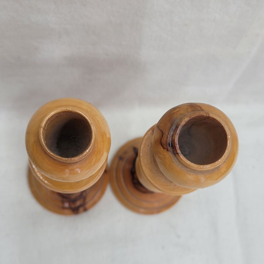 Olive Wood Sabbath Candlesticks - Image 4