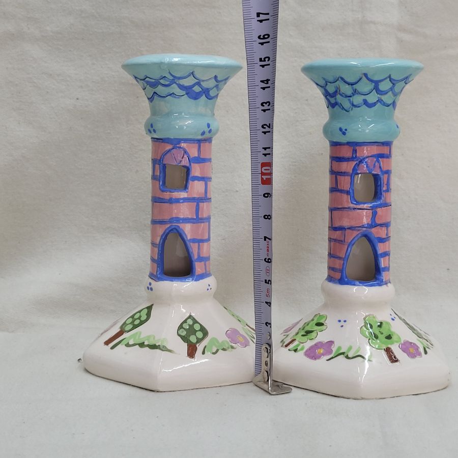 Sabbath Candlesticks Glazed Ceramic - Image 4