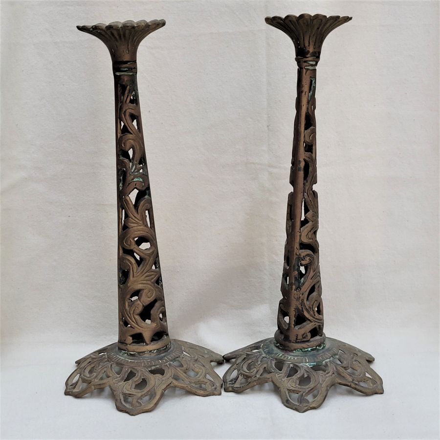 Vintage Brass Sabbath Candlesticks - Image 2