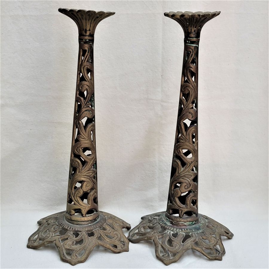 Vintage Brass Sabbath Candlesticks - Image 9