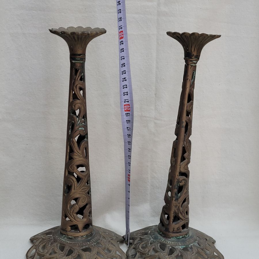Vintage Brass Sabbath Candlesticks - Image 3