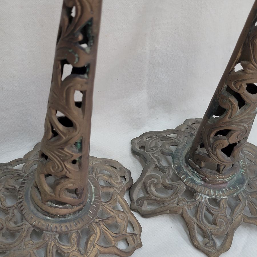 Vintage Brass Sabbath Candlesticks - Image 5