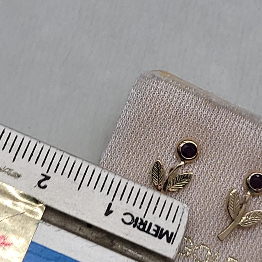 Gold Flower Stud Earrings - Image 4