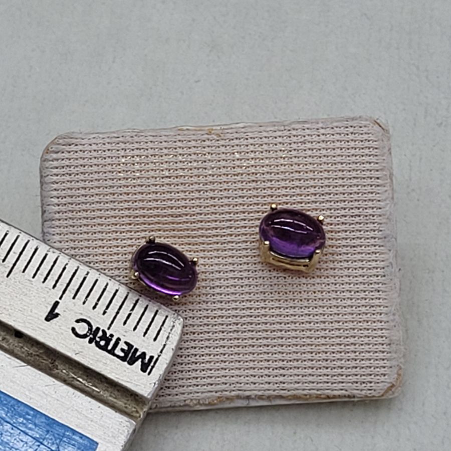 Cabochon Amethyst Stud Earrings - Image 4