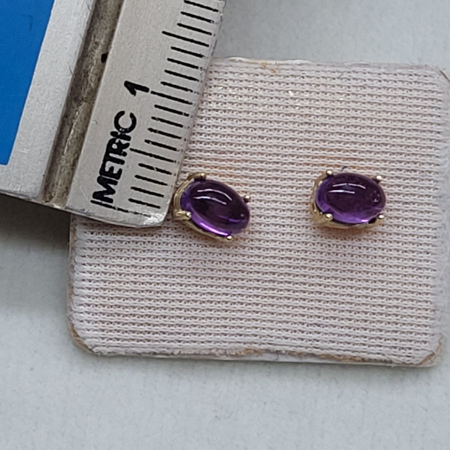 Cabochon Amethyst Stud Earrings - Image 5