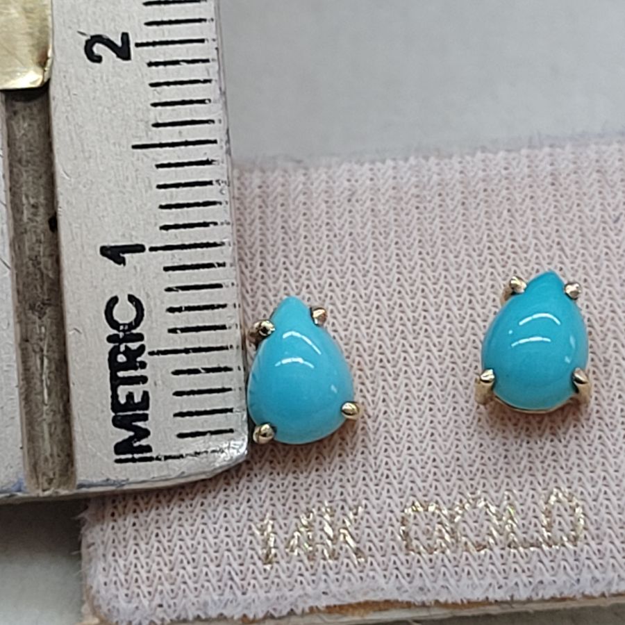 Gold Stud Earrings Turquoises - Image 2
