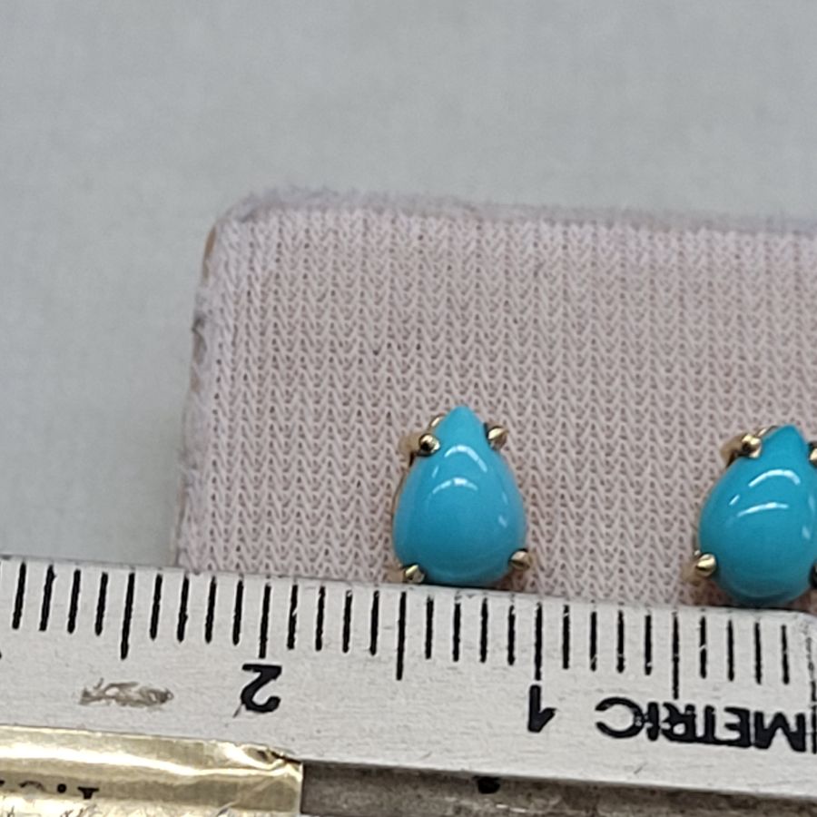 Gold Stud Earrings Turquoises - Image 3