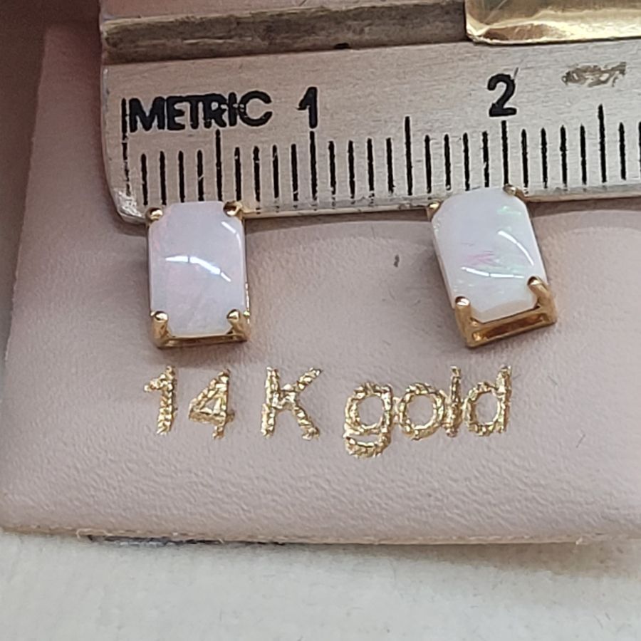 Cabochon Opal Stud Earrings - Image 4