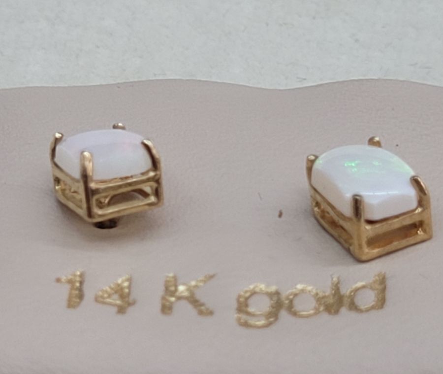 Cabochon Opal Stud Earrings - Image 6