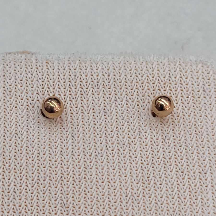 Gold Bead Stud Earrings - Image 4