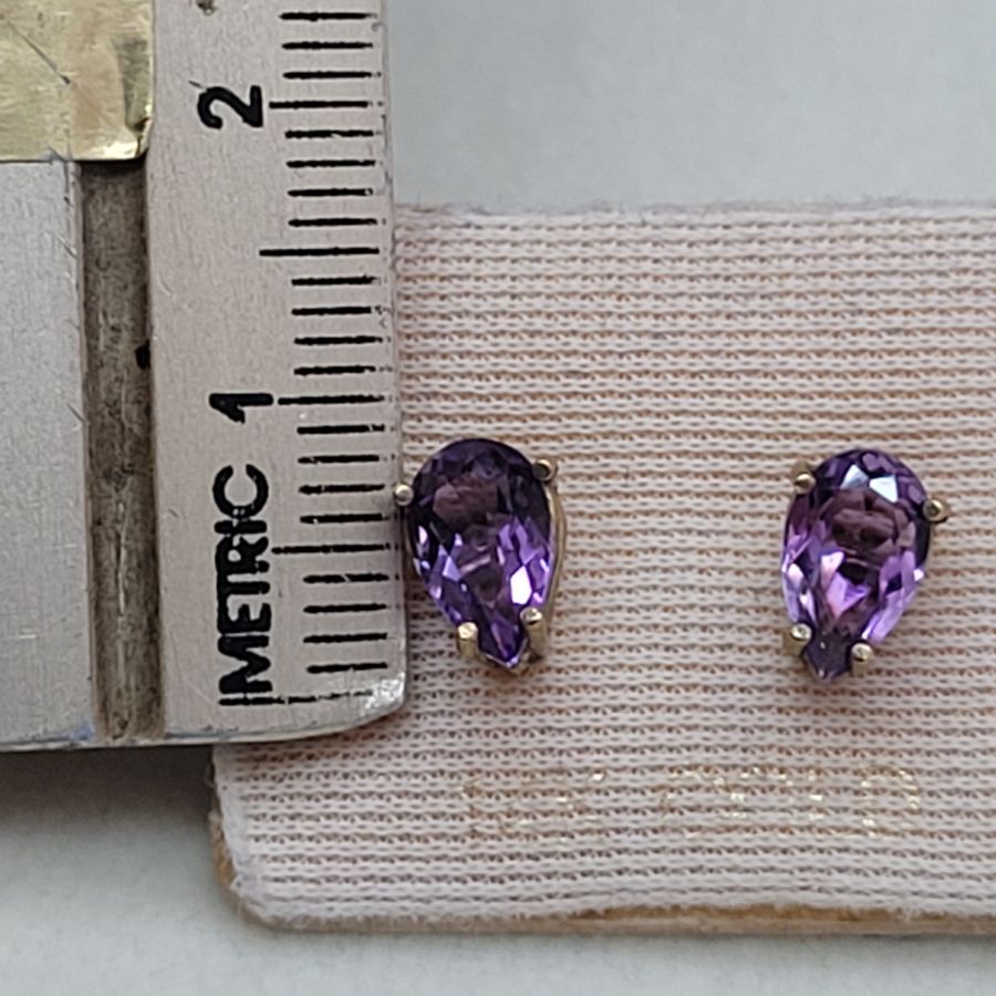 Amethyst Gold Stud Earrings - Image 4
