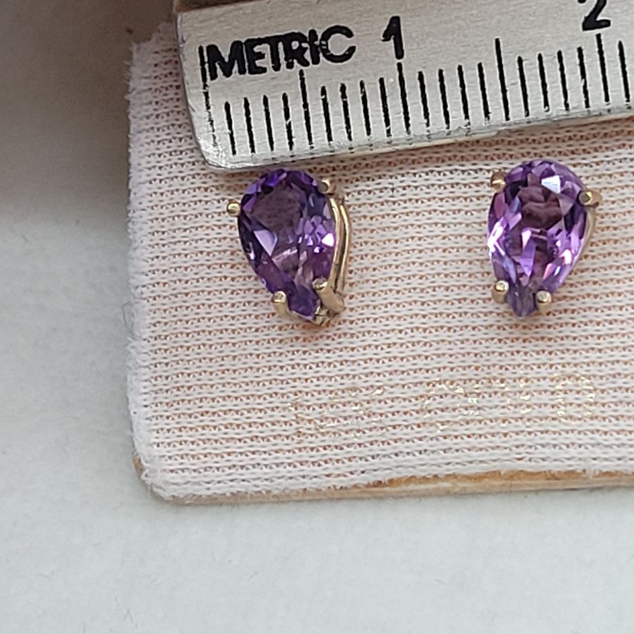 Amethyst Gold Stud Earrings - Image 5