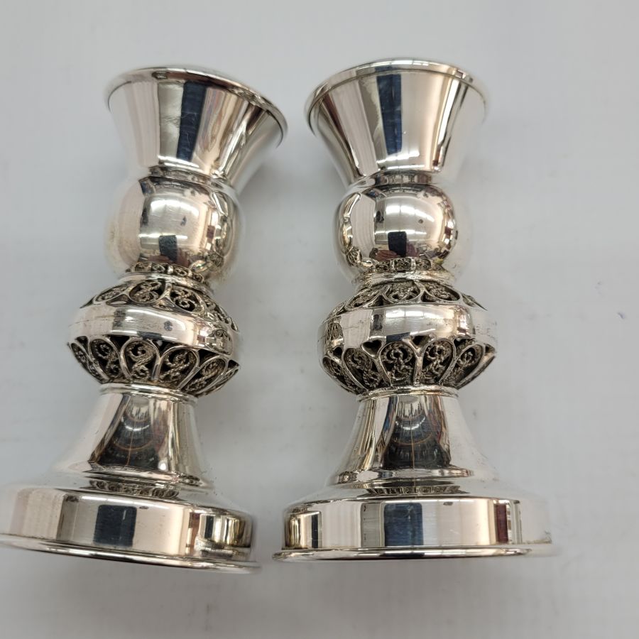 Filigree Bath Mitzvah Candleholders - Image 4