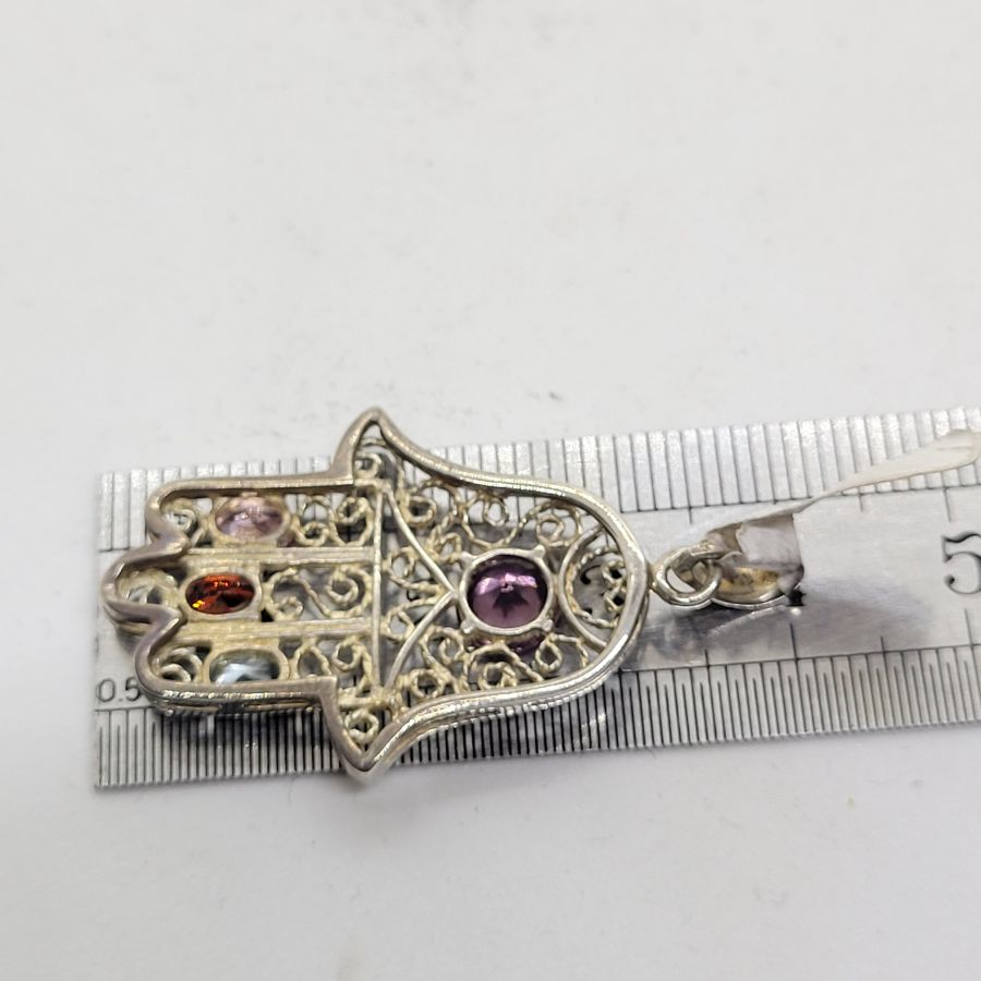 Hamsa Pendant Filigree Gems - Image 3