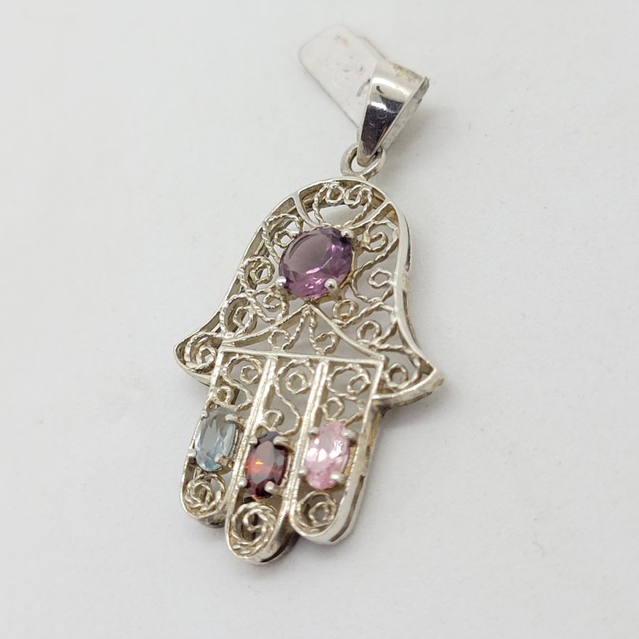 Hamsa Pendant Filigree Gems - Image 5