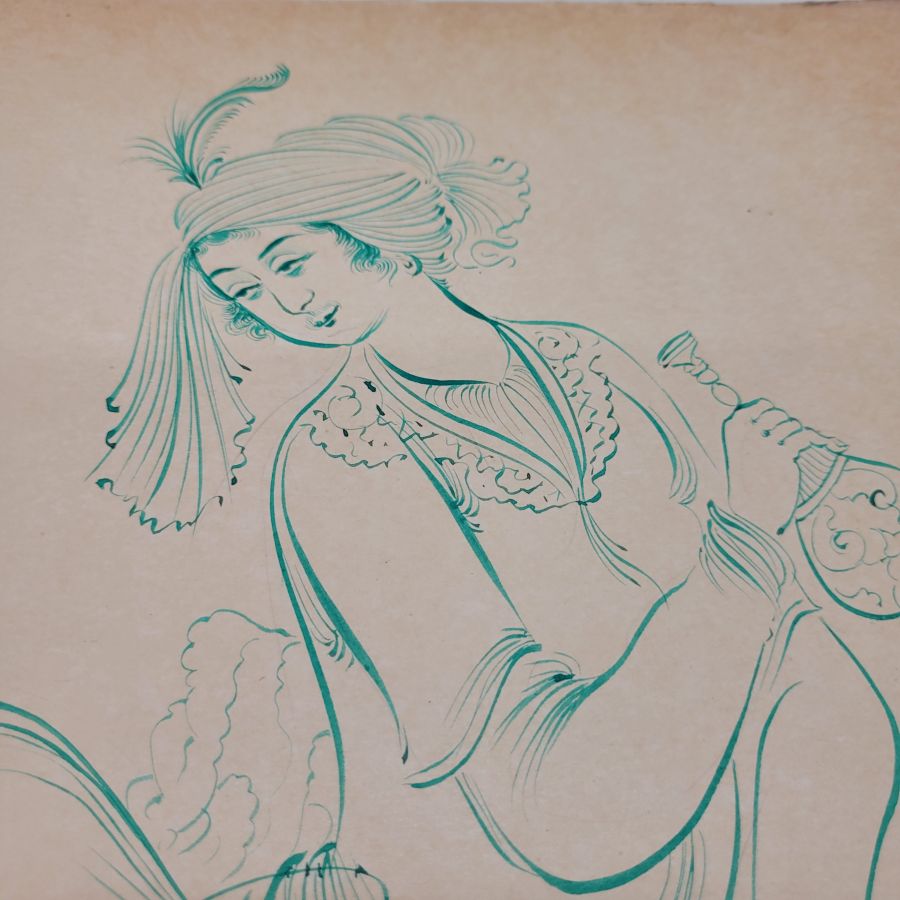 Lady Drinking Wine Drawing - Image 5