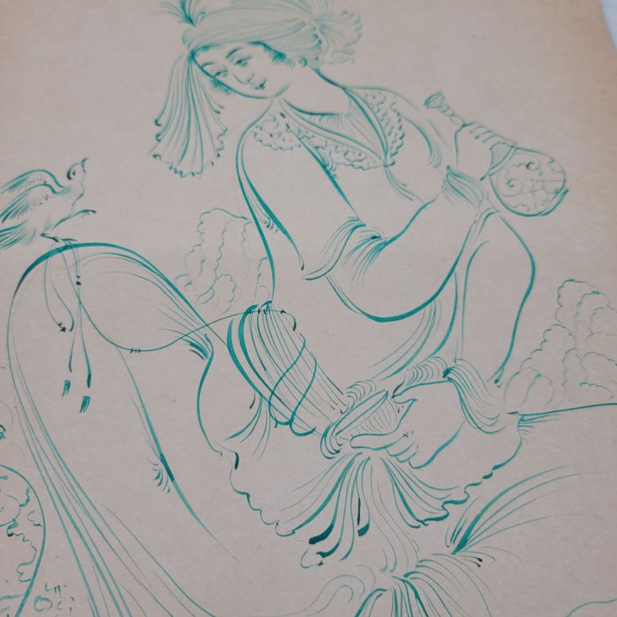 Lady Drinking Wine Drawing - Image 6