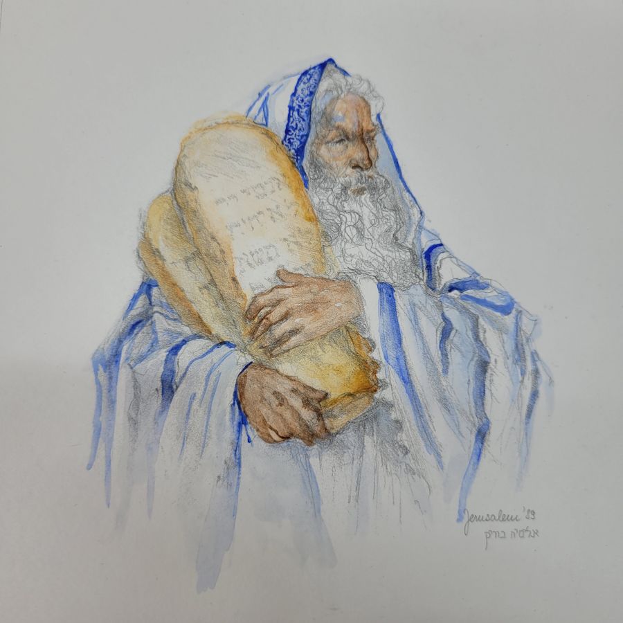 Moses Holding Commandments Painting - Image 5
