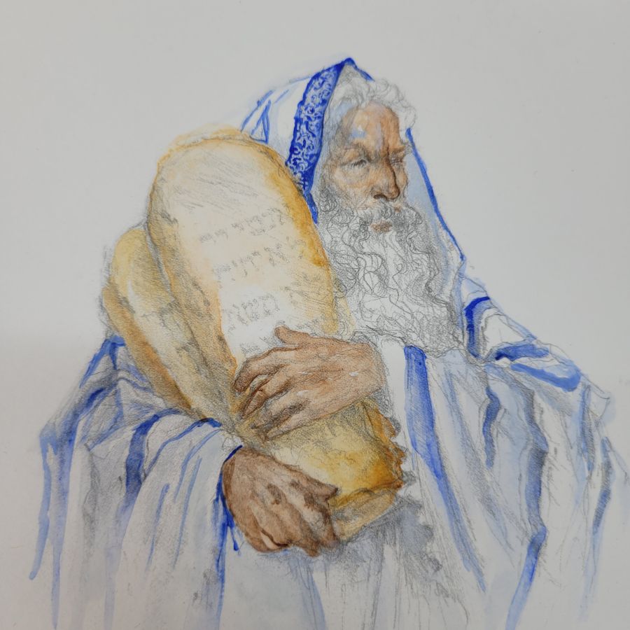 Moses Holding Commandments Painting - Image 6