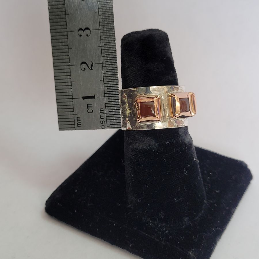 Silver gold Garnet ring - Image 3
