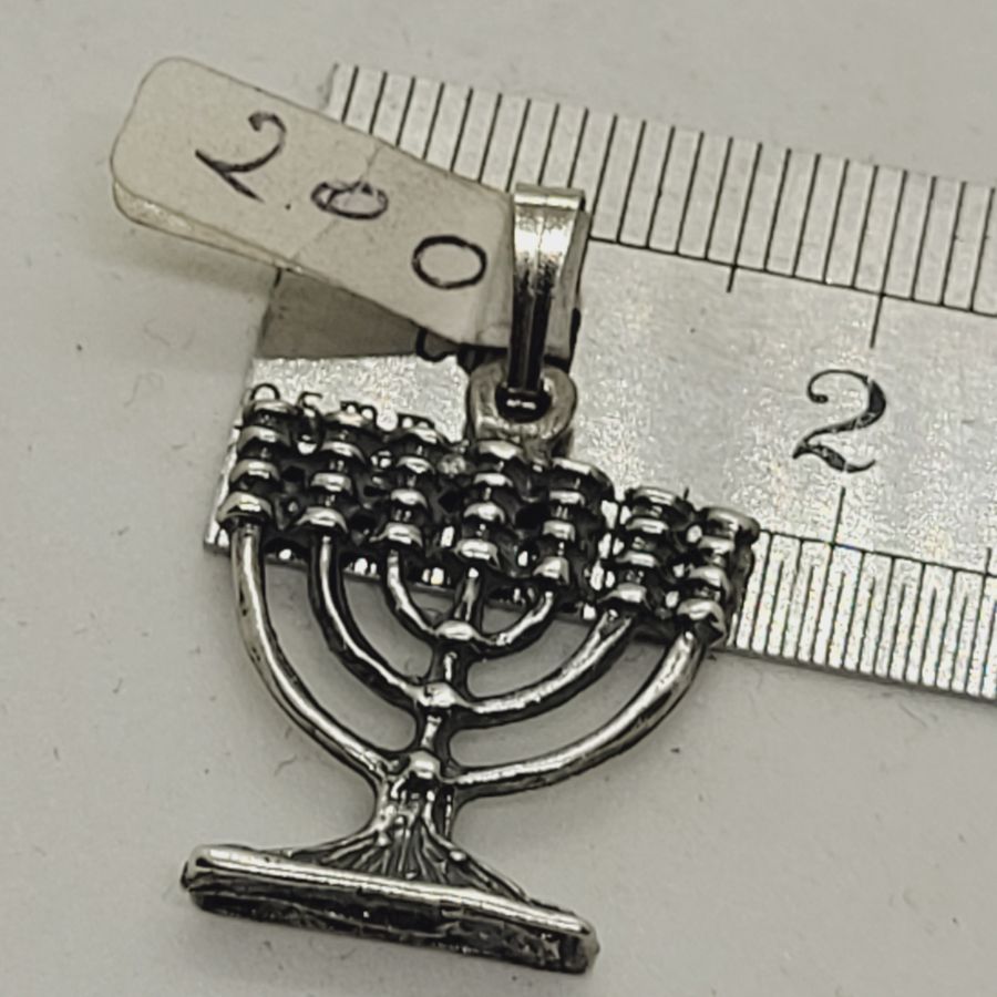 Silver Medium Menorah Pendant - Image 3