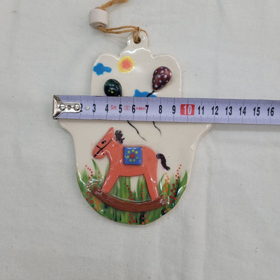 Ceramic Hamsa Red Horse - Image 3