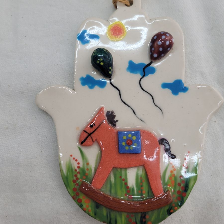 Ceramic Hamsa Red Horse - Image 5