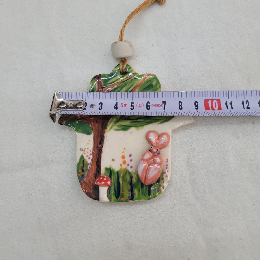 Ceramic Hamsa Pink Bunny - Image 3