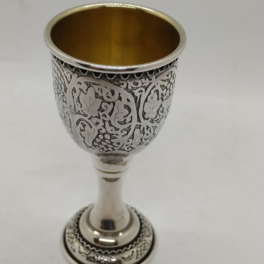 Silver Schnapps Cup Etched - Image 10